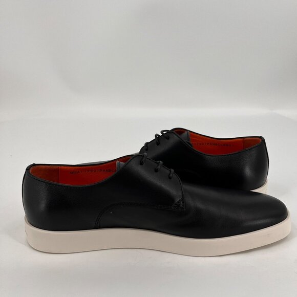 Santoni Atlantis Leather Oxford Dress Black Size 10.5 Almond Toe Lace Up Italy - Picture 8 of 15